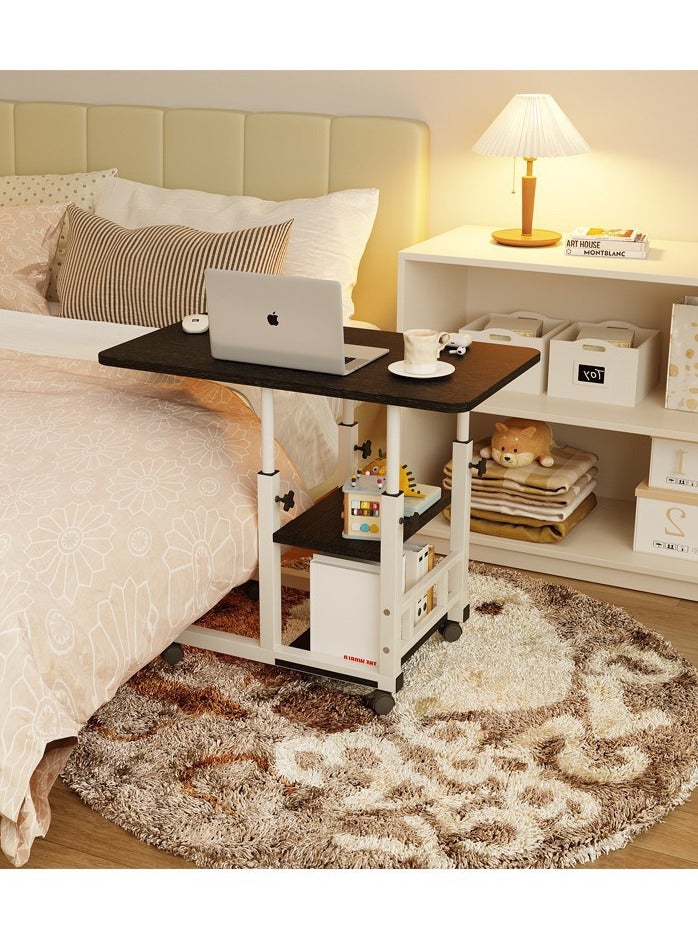 شي ون طاولة لابتوب متحركة من SHEE ONE | طاولة قابلة للتعديل بارتفاع مريح و4 عجلات | طاولة كمبيوتر وقراءة بجانب السرير مع رفوف تخزين عملية – مقاس   85x 75 ( 40x 80سم )  – لون أسود - Image 4