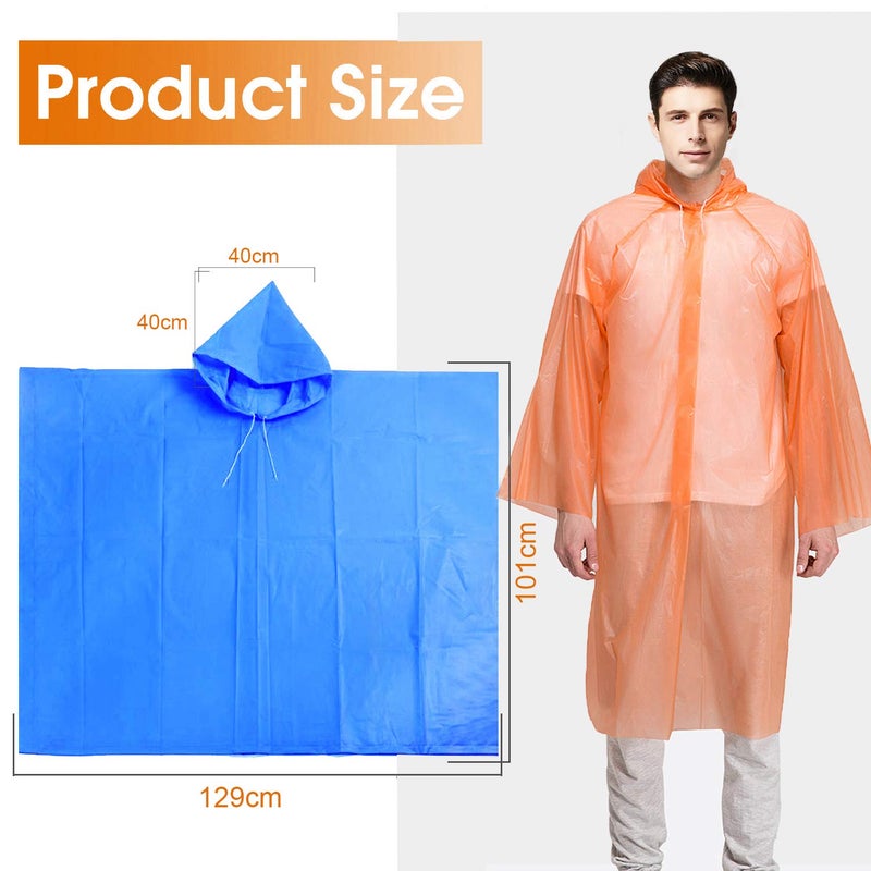 FISHOAKY Ponchos for Adults, Disposable Rain Ponchos Multi-Colored Raincoat for Camping Hiking Traveling Backpacking, 4 Pack - Image 5