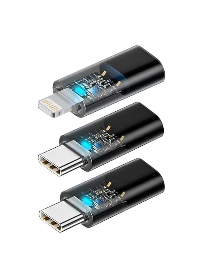erorex 35W/480Mbps USB-C Male to Lightning Female Adapter, 240W/40Gbps USB Type C Male to Female Extender, 35W/480Mbps USB C Female to Lightning Male Converter (3 Pack, Transparent Black) - Image 5