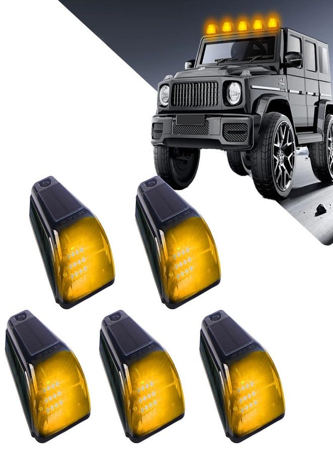 UPXSXT 5Pcs No Drill Car Cab Lights, Solar Powered Waterproof Wireless Rooftop Cab Clearance Light for Truck Cab Led Lights Vibration Sensor Roof Lights for Universal Car (yellow) - Image 1