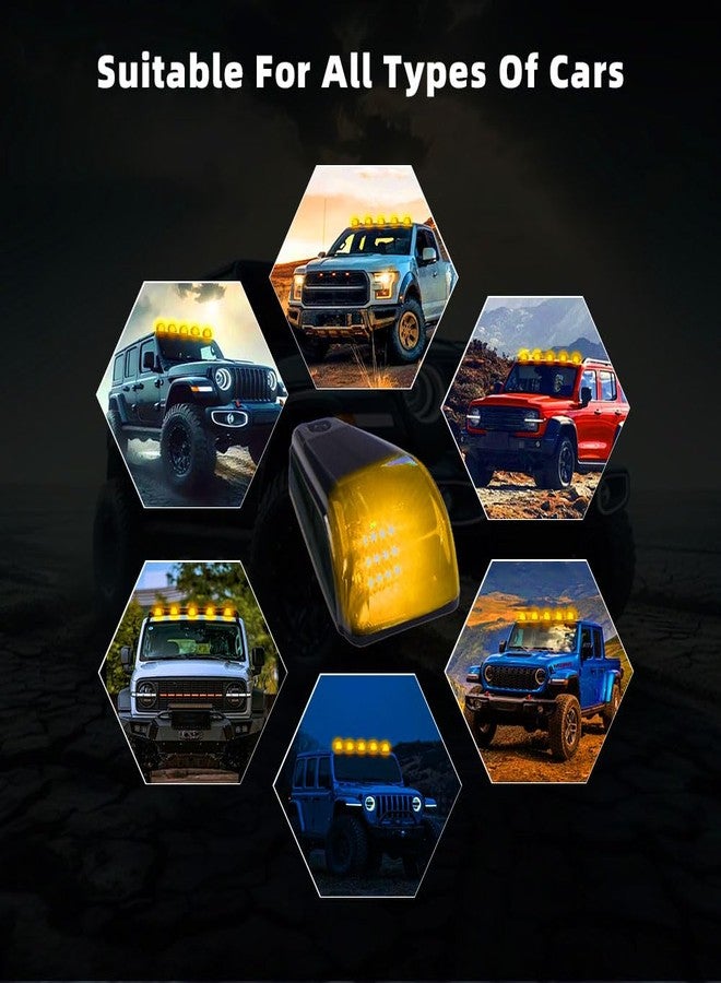 UPXSXT 5Pcs No Drill Car Cab Lights, Solar Powered Waterproof Wireless Rooftop Cab Clearance Light for Truck Cab Led Lights Vibration Sensor Roof Lights for Universal Car (yellow) - Image 5