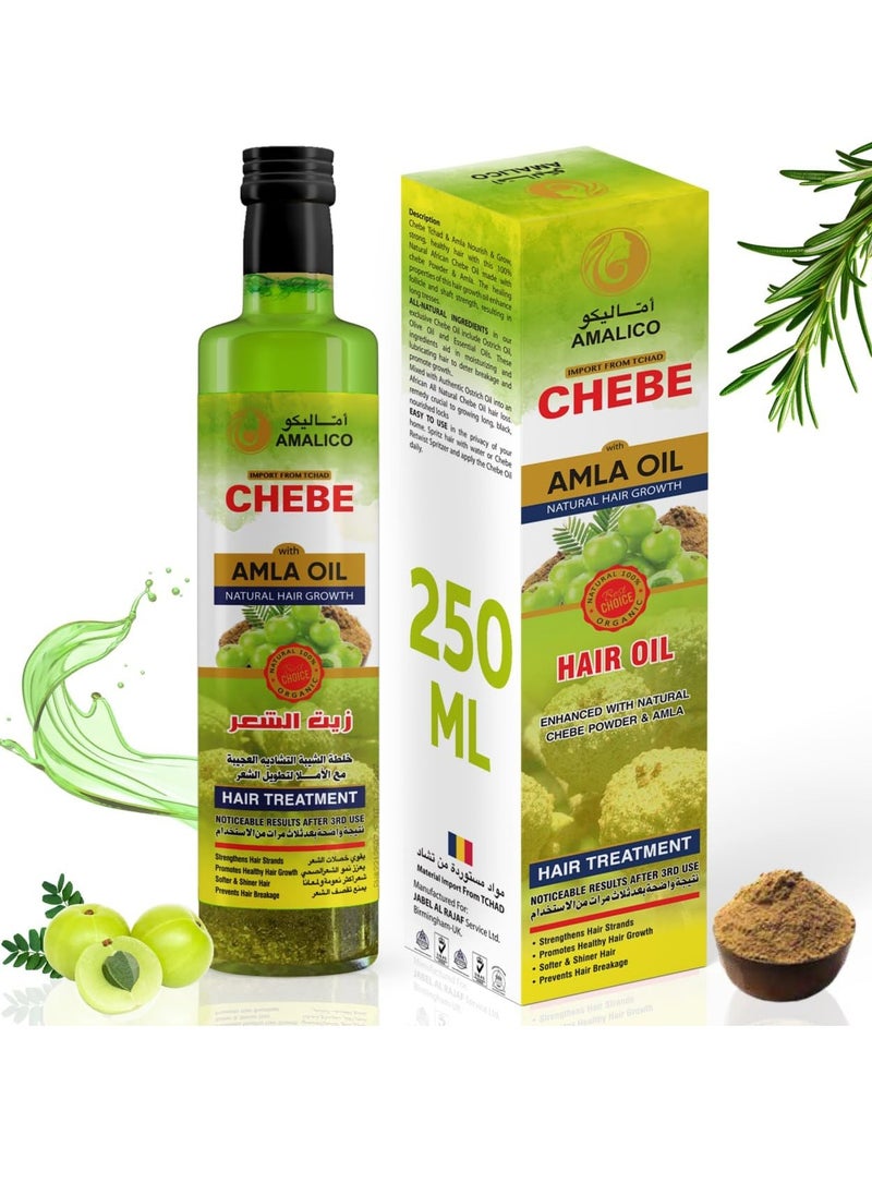 AMALICO Amla Oil with Chebe Powder for Hair Growth for Women and Men, Soften and Moisturize with Chebe Oil (8.45 FL.OZ)  - Image 1