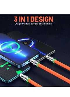 AMBERJACK 3-in-1 Metal USB Protection Charge Cable - Fast Charging & Data Transfer for Samsung, iPhone, Type-C, Micro, and USB 3 Devices - 120W Rapid Charging  - Image 4