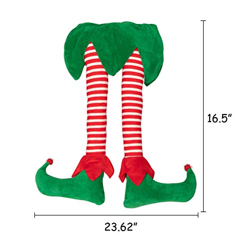 Geefuun 23” Christmas Elf Stuffed Legs Stuck Tree Topper Decorations -Xmas Holiday Indoor Outdoor Decor Party Ornaments and Decorations - Image 4