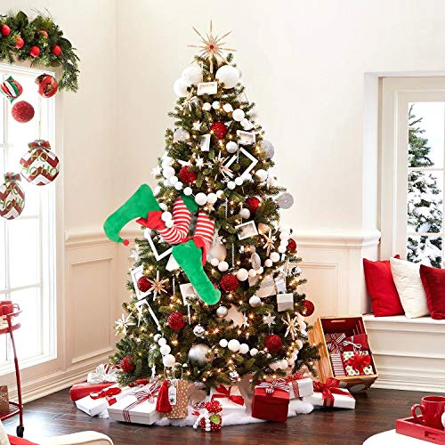Geefuun 23” Christmas Elf Stuffed Legs Stuck Tree Topper Decorations -Xmas Holiday Indoor Outdoor Decor Party Ornaments and Decorations - Image 2