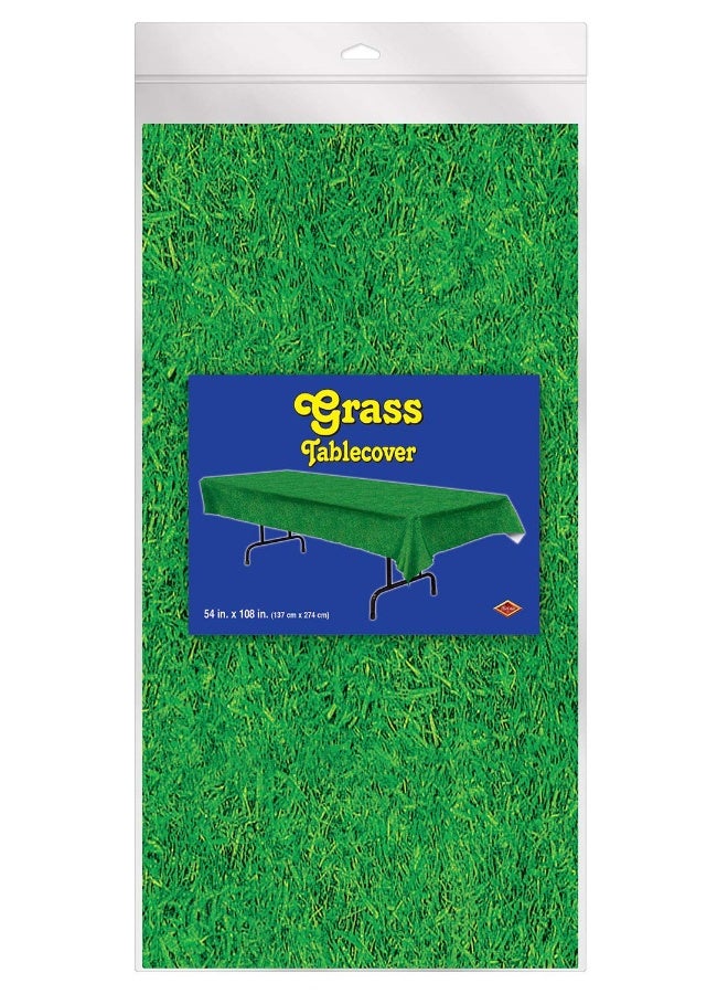 Beistle Disposable Plastic Print Rectangular Tablecloth Grass Tablecover Party Accessory (1 Count) (1/pkg) Pkg/12, 1 Piece, green - Image 3