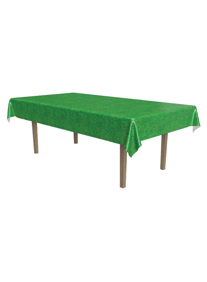 Beistle Disposable Plastic Print Rectangular Tablecloth Grass Tablecover Party Accessory (1 Count) (1/pkg) Pkg/12, 1 Piece, green - Image 1
