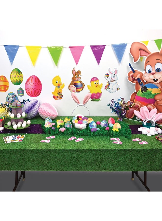 Beistle Disposable Plastic Print Rectangular Tablecloth Grass Tablecover Party Accessory (1 Count) (1/pkg) Pkg/12, 1 Piece, green - Image 4