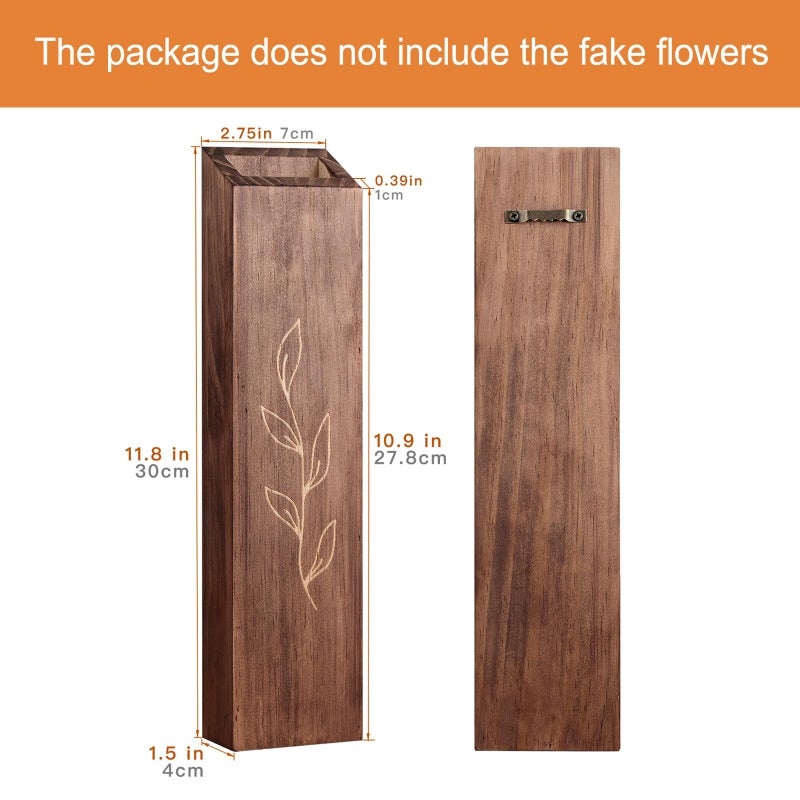 BOTOP 4 Pack Wood Indoor Wall Planter, Modern Boho Wall Decor for Living Room Bedroom, Farmhouse Pocket Vases for Dried Flowers and Faux Greenery Plants - Brown - Image 2