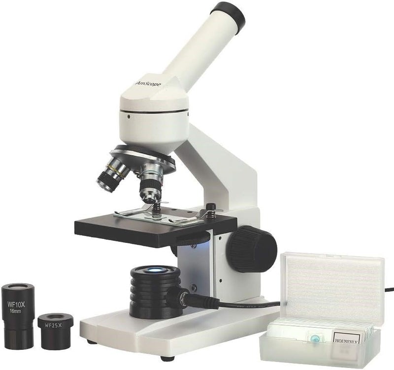 AmScope - M102C-PB10 40X-1000X Biological Compound Microscope with Prepared and Blank Slides for Student and Kids - Image 1