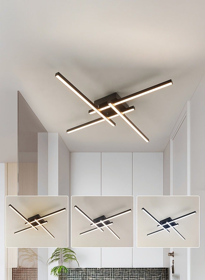 XiuWoo Modern Ceiling Light Fixture LED Dimmable 3-Color Ceiling Lighting Black Flush Mount Chandelier Ceiling Lamp for Bedroom Study Kitchen Living Room - Image 1