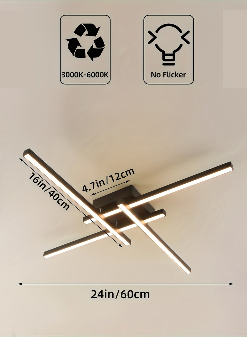 XiuWoo Modern Ceiling Light Fixture LED Dimmable 3-Color Ceiling Lighting Black Flush Mount Chandelier Ceiling Lamp for Bedroom Study Kitchen Living Room - Image 3