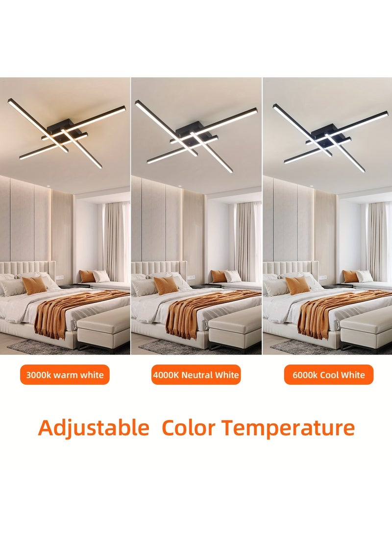 XiuWoo Modern Ceiling Light Fixture LED Dimmable 3-Color Ceiling Lighting Black Flush Mount Chandelier Ceiling Lamp for Bedroom Study Kitchen Living Room - Image 4