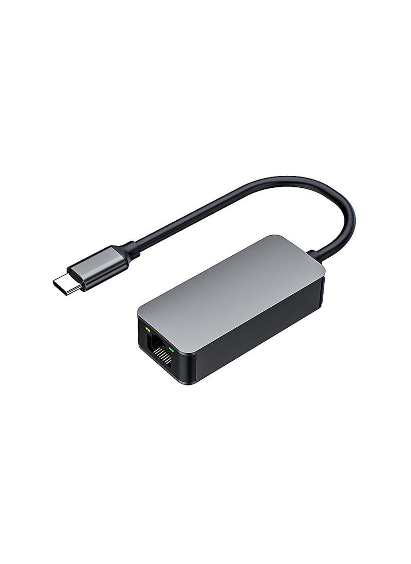 SYOSI محول USB C إلى Ethernet بسرعة 2.5 جيجابت، محول شبكة سريع، من النوع C إلى RJ45، محول محمول من الألومنيوم من النوع C إلى Ethernet، محول Ethernet إلى USB C مع أنظمة التشغيل Windows7/8/10، XP، Vista، Mac  - Image 1