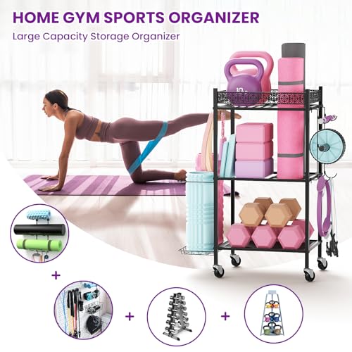 VOPEAK Metal Storage Rack for Yoga Mats, Foam Rollers and Gym Equipment - Home Exercise and Fitness Gear Organizer - Image 2