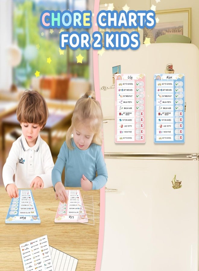 CustomMaster 2 in 1 Namable Chore Chart for Kids, Dry Erase Morning/Bedtime Routine Chart for Kids for Refrigerator, Magnetic Visual Schedule for Kids Toddlers to Do List Checklist for Multiple Kids - Image 4