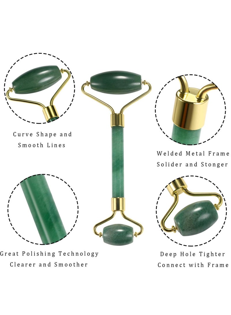 بكرة تدليك للوجه من حجر اليشم مع ولوح جواشا ذهب أخضر - Image 4