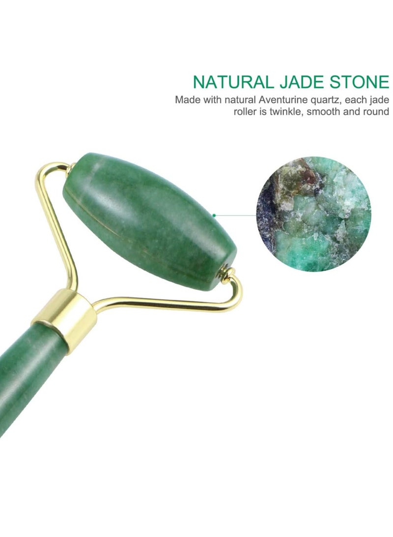 بكرة تدليك للوجه من حجر اليشم مع ولوح جواشا ذهب أخضر - Image 5