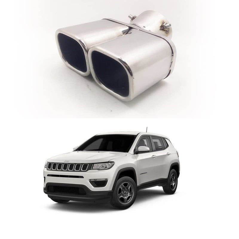 Oshotto Stainless Steel SS-010 Car Exhaust Muffler Silencer Cover Compatible with Jeep Compass (Chrome) - Image 1