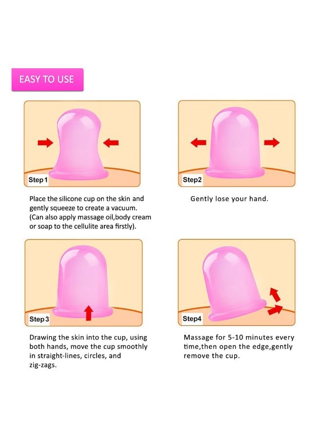 7Piece Silicone Cupping Therapy Set Anti-Cellulite Vacuum Massage Cups for Body Pain Relief Face Eye Massage Home Spa Skin Tightening, Wrinkle Reduction - Image 3