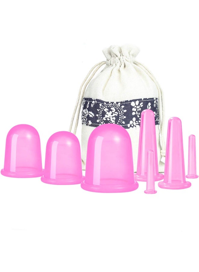 7Piece Silicone Cupping Therapy Set Anti-Cellulite Vacuum Massage Cups for Body Pain Relief Face Eye Massage Home Spa Skin Tightening, Wrinkle Reduction - Image 1
