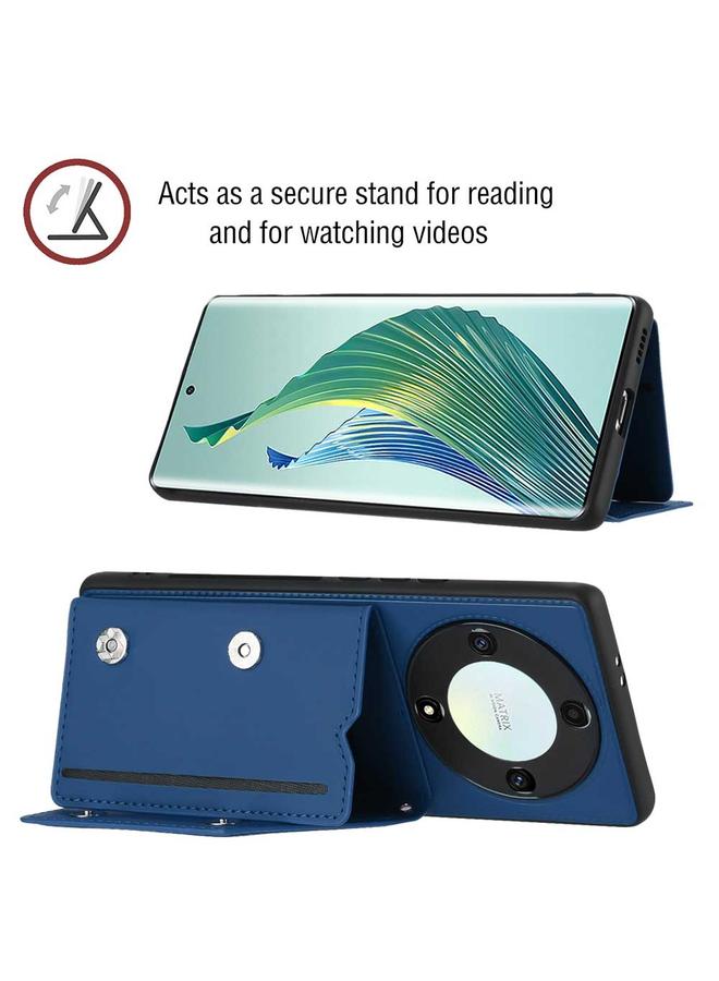 زبون جراب لهاتف Honor X9a مصنوع من جلد PU + TPU + PC وفتحات بطاقات - Image 2