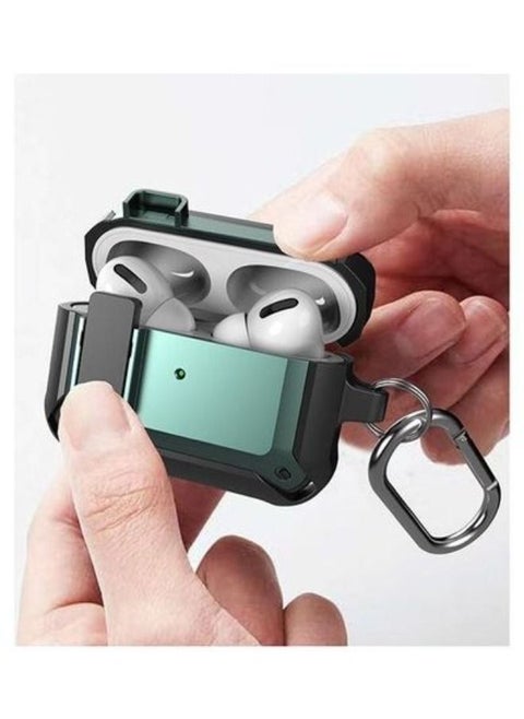 shockproof Case for Airpod Pro Case with keychain resilient shock Absorption Secure Lock designed compatible airpod pro GREEN