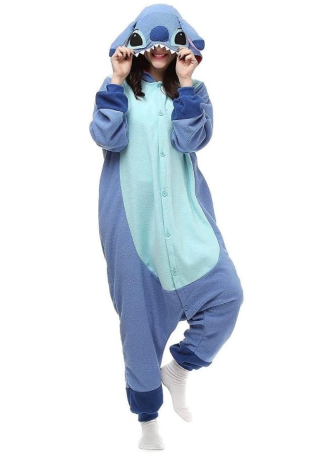 GGEROU Stitch Adult Onesie Animal Pajamas,Stitch Cosplay Costumes,Adult Hoodie Animal Jumpsuit Pyjamas Animal Outfit, Blue  - Image 1