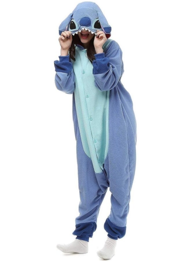 GGEROU Stitch Adult Onesie Animal Pajamas,Stitch Cosplay Costumes,Adult Hoodie Animal Jumpsuit Pyjamas Animal Outfit, Blue  - Image 2