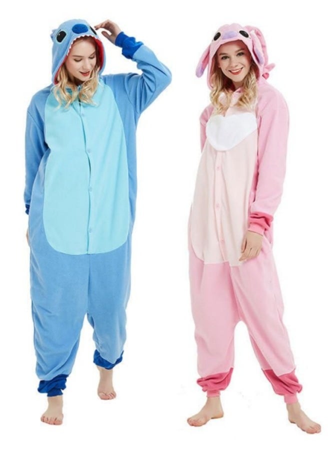 GGEROU Stitch Adult Onesie Animal Pajamas,Stitch Cosplay Costumes,Adult Hoodie Animal Jumpsuit Pyjamas Animal Outfit, Blue  - Image 4