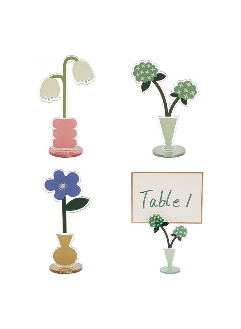 SYOSI 3 Sets Flower Memo Holder Stand Set, Tabletop Photo Display Stand for Office and Home, Acrylic Desk Card Holder for Pictures, Notes, Postcards (Multi-Style, 3 Styles) - Image 1