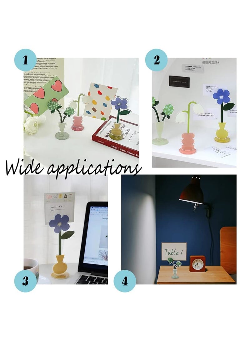 SYOSI 3 Sets Flower Memo Holder Stand Set, Tabletop Photo Display Stand for Office and Home, Acrylic Desk Card Holder for Pictures, Notes, Postcards (Multi-Style, 3 Styles) - Image 4