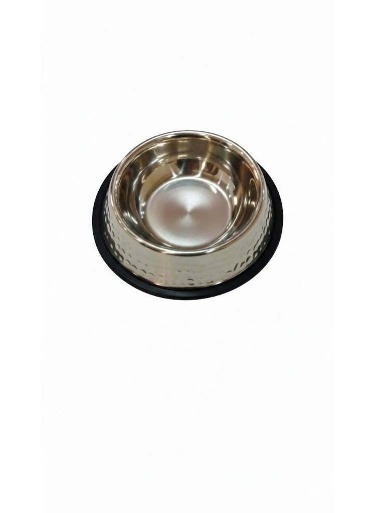 Stainless Steel Pet Bowl with Anti-Slip Base, 22cm, Textured Design