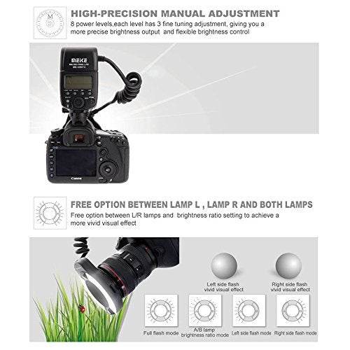 Meike MK-14EXT LED E-TTL Macro Ring Flash For Canon 5D II III 6D 7D 60D 70D 700D SLR Camera with 7 Adapter Ring - Image 5