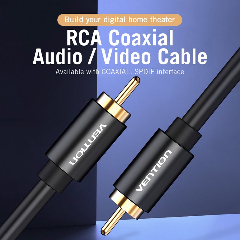 RCA Cable 1M Gold-Plated Pure Copper - High Fidelity Coaxial Cable for Digital Home Theater, SPDIF & Coaxial Interface Devices - Image 2