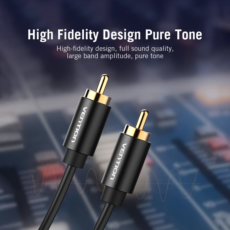 RCA Cable 1M Gold-Plated Pure Copper - High Fidelity Coaxial Cable for Digital Home Theater, SPDIF & Coaxial Interface Devices - Image 3