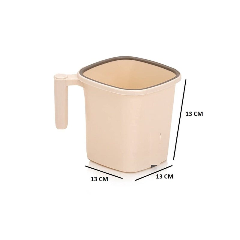 Foliam Square Mug Plastic Bath Mug Set of 2 Pcs Durable Long Lasting Quality, Bathroom Set (Ivory) - Image 2