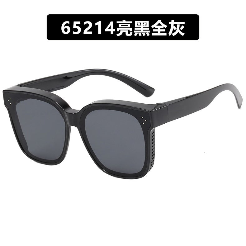 Generic Men Fashionable Anti-uv Myopia Sunglasses Driver Special Car Driving Dark Glasses Women Matching Sunshade Eyewear 65214 bright black all gray 
