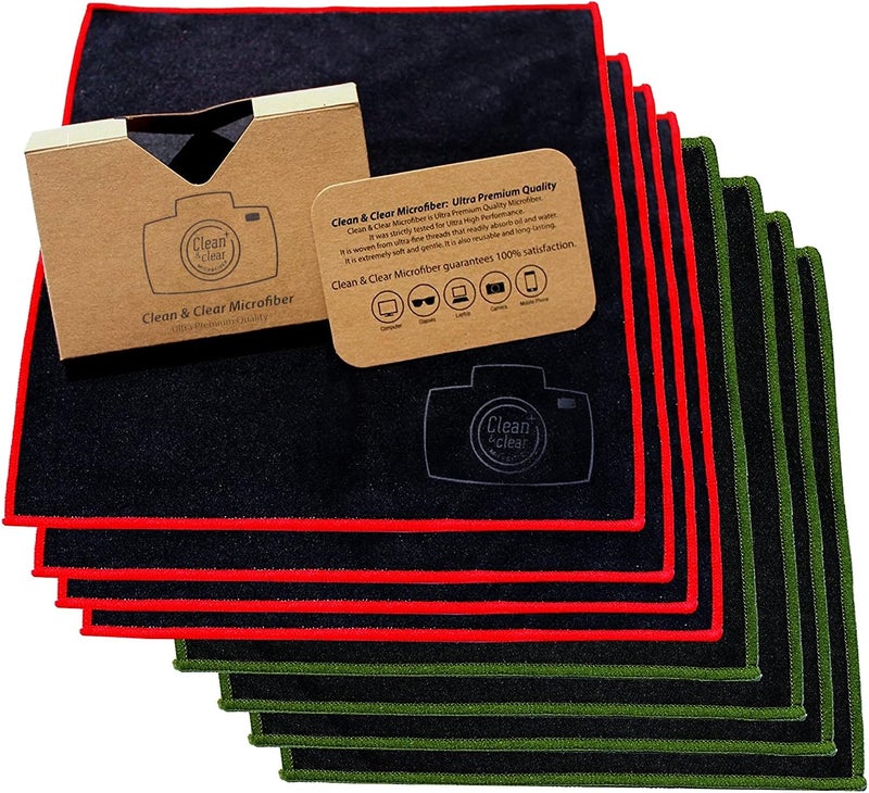 Clean & Clear Microfiber Cleaning Cloth, EXTRA LARGE [8 Pack] ULTRA PREMIUM Microfiber Cleaning Cloth - Microfiber Cloth for Camera Lens, Glasses, Screens, and all Lens. - Image 1