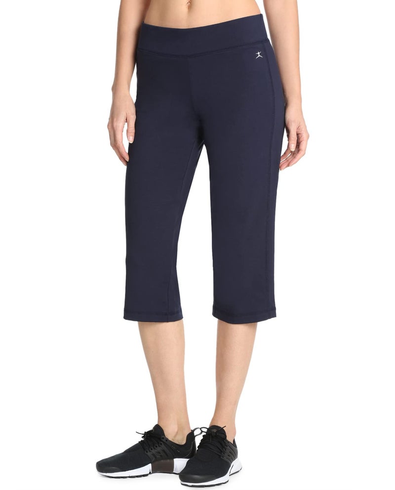 Danskin Womens Plus Size Sleek Fit Yoga Crop Pant Midnight Navy 2X
