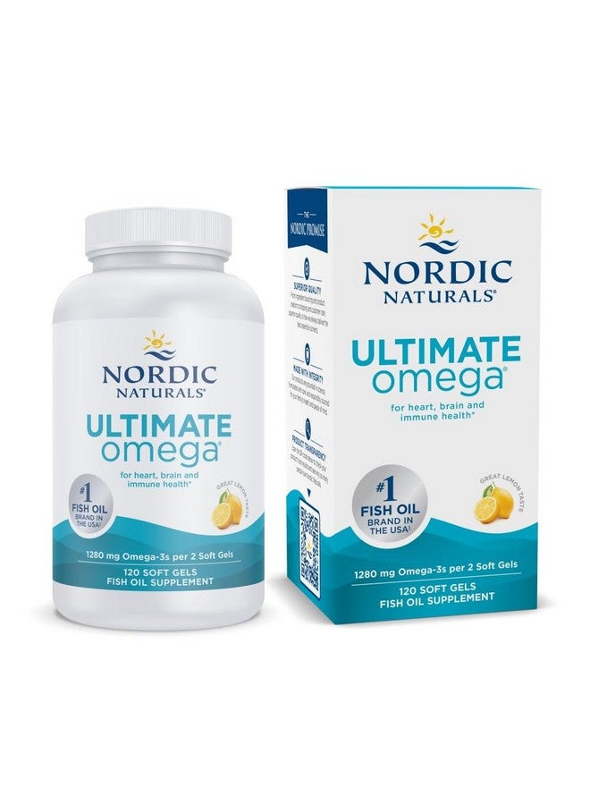 Nordic Naturals Ultimate Omega 3 Softgels | Omega 3 1280 Mg EPA & DHA Supplement For Men & Women | High-Potency Omega 3 Supplement | Lemon| Fish Oil 120 Softgels,2 count,120 capsules