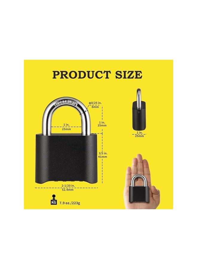 PROMASS Combination Lock,Guliffen 1 Pack Heavy Duty Combination Padlock ，Outdoor Pad Locks with Code for Gate, Fence, Warehouse, Storage Unit,Garages (Black) - Image 4