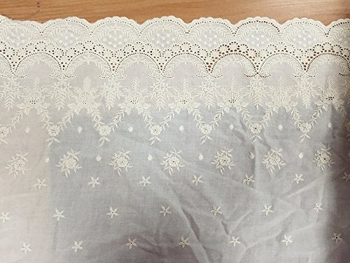 IRIZ 2 Yards 17 inches Width Beige Cotton Lace Fabric Retro Hollowed Flower Lace Embroidery Fabric Lace Weddings Lace Dress Fabric Trim Lace by 2 Yards - Image 5