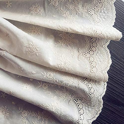 IRIZ 2 Yards 17 inches Width Beige Cotton Lace Fabric Retro Hollowed Flower Lace Embroidery Fabric Lace Weddings Lace Dress Fabric Trim Lace by 2 Yards - Image 3