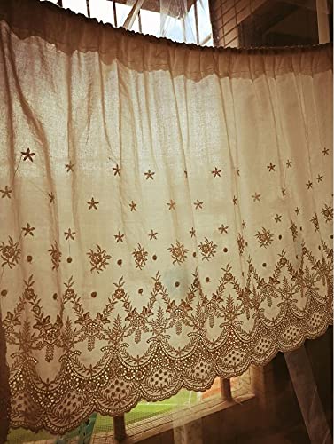 IRIZ 2 Yards 17 inches Width Beige Cotton Lace Fabric Retro Hollowed Flower Lace Embroidery Fabric Lace Weddings Lace Dress Fabric Trim Lace by 2 Yards - Image 4