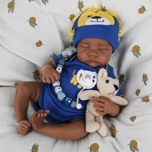 CHAREX Realistic Reborn Baby Dolls Black - 18 inch Newborn Baby African American, Soft Body Real Life Sleeping Baby Doll with Accessories Gift Set for Girls Boy Age 3+ - Image 3