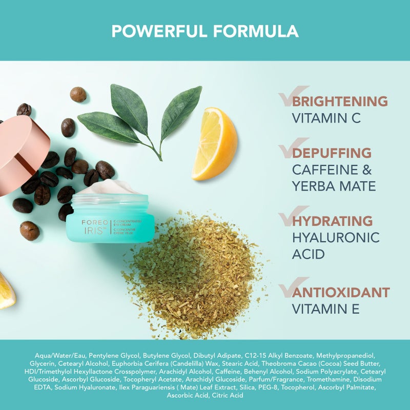 FOREO IRIS C-Concentrated Brightening Eye Cream for Dark Circles and Puffiness - Under Eye Brightener - Hyaluronic Acid - Antioxidant - Vegan - Travel Size - All Skin Types - 0.5 oz - Image 3