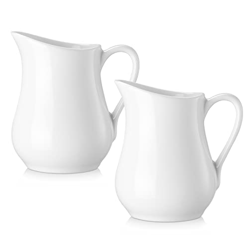 Gurygo 2 Oz (Set/2) Creamer with Handle,Small Classic White Fine Porcelain Creamer Pitcher, Small Milk Pitcher for Coffee Milk sauce - Microwave & Freezer Safe - Image 1