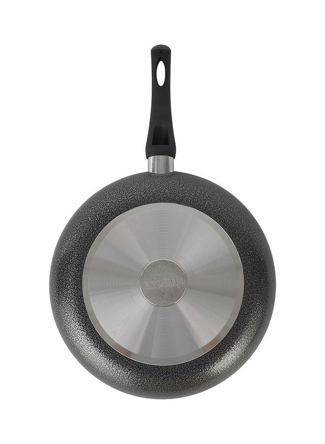 Royalford Aluminum Fry Pan With Tempered Glass Lid Strong Aluminum Body With Non Stick Coating And Bakelite Handle Compatible With Hot Plate Halogen Ceramic And Gas Stovetops Grey - Image 3