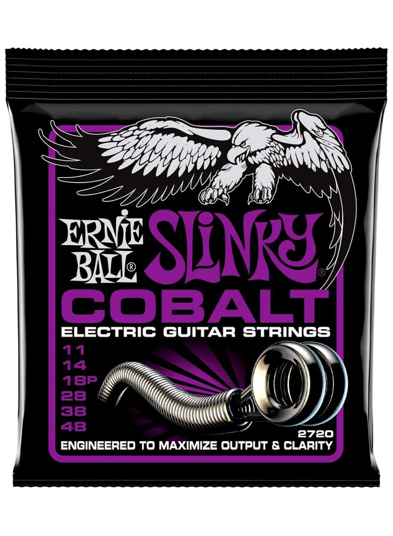 Ernie Ball POWER SLINKY COBALT ELECTRIC GUITAR STRINGS ,Nickel ,Single Pack ,11-48 GAUGE ,P02720
